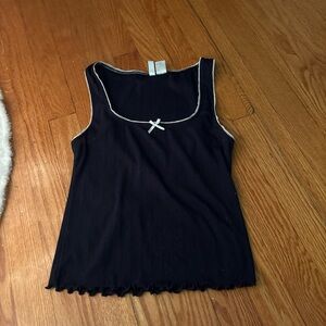 Black Sleeveless Top with Bow Detail